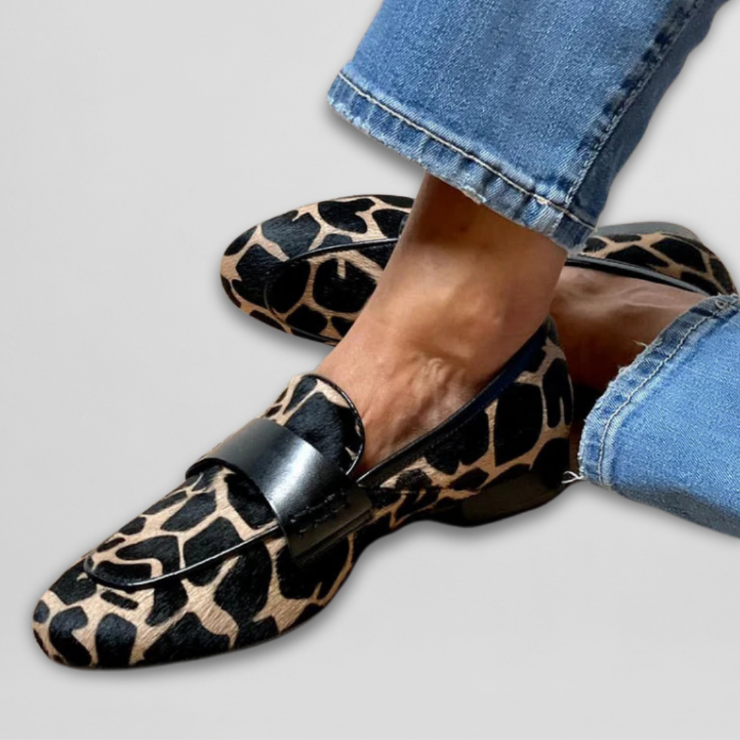 Katie | Ortopediska Leopardskinn Loafers